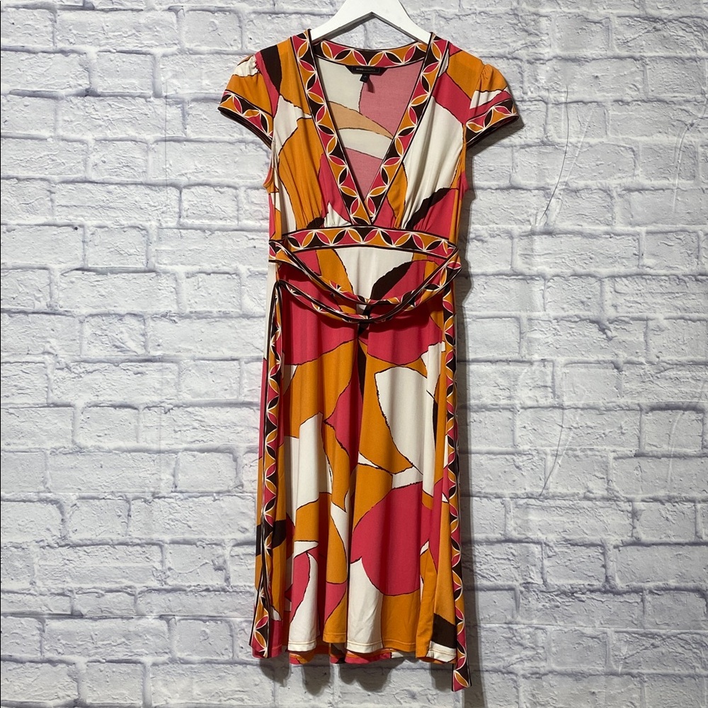 BCBGMaxAzria Multicolor Geometric Midi Dress